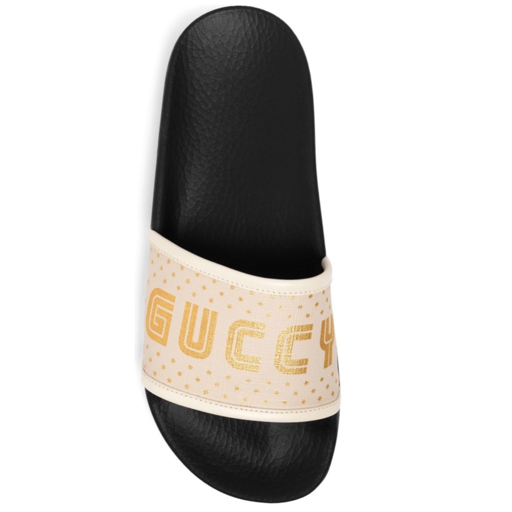 100% NWT Gucci Pursuit Guccy Logo Slide Sandal - Picture 3 of 8